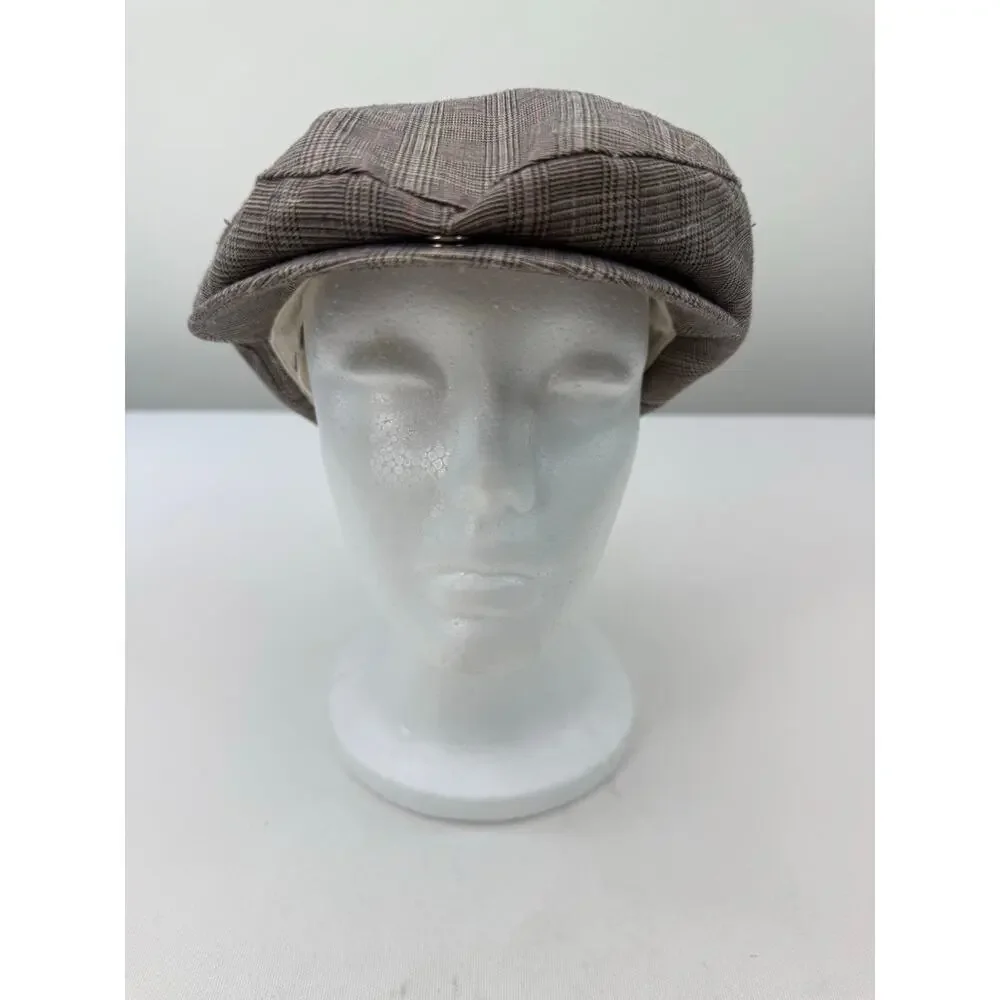 Mallory by Stetson Vintage Women’s Newsboy Hat Gray Pink Glen Plaid Union Made
